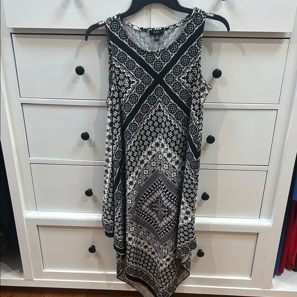 MSK Black and White Asymmetrical Dress